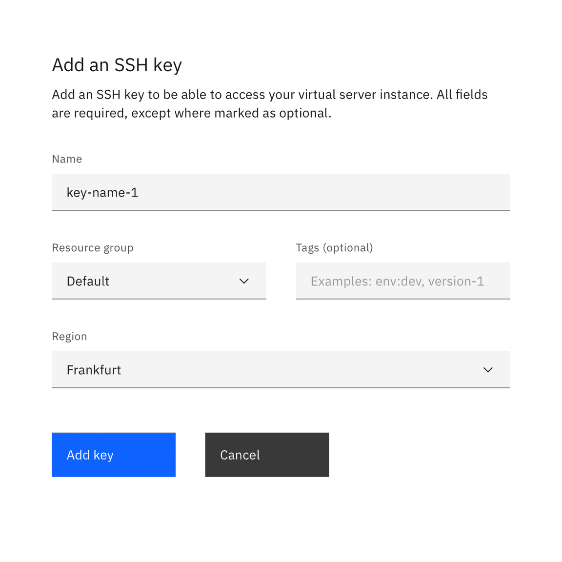 Example of a short user sign-up form using the optional pattern